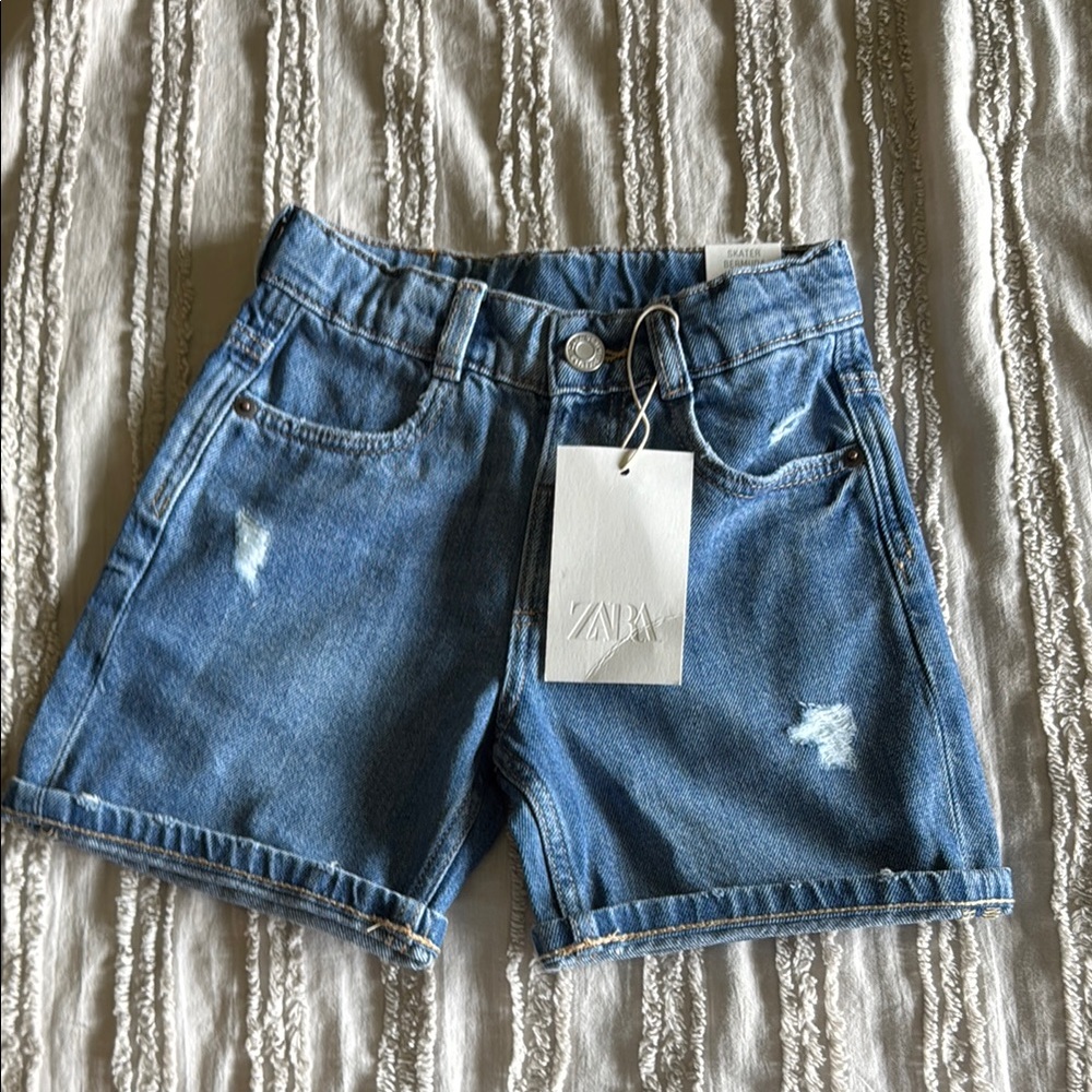 Zara Blue Denim skater Bermuda Shorts